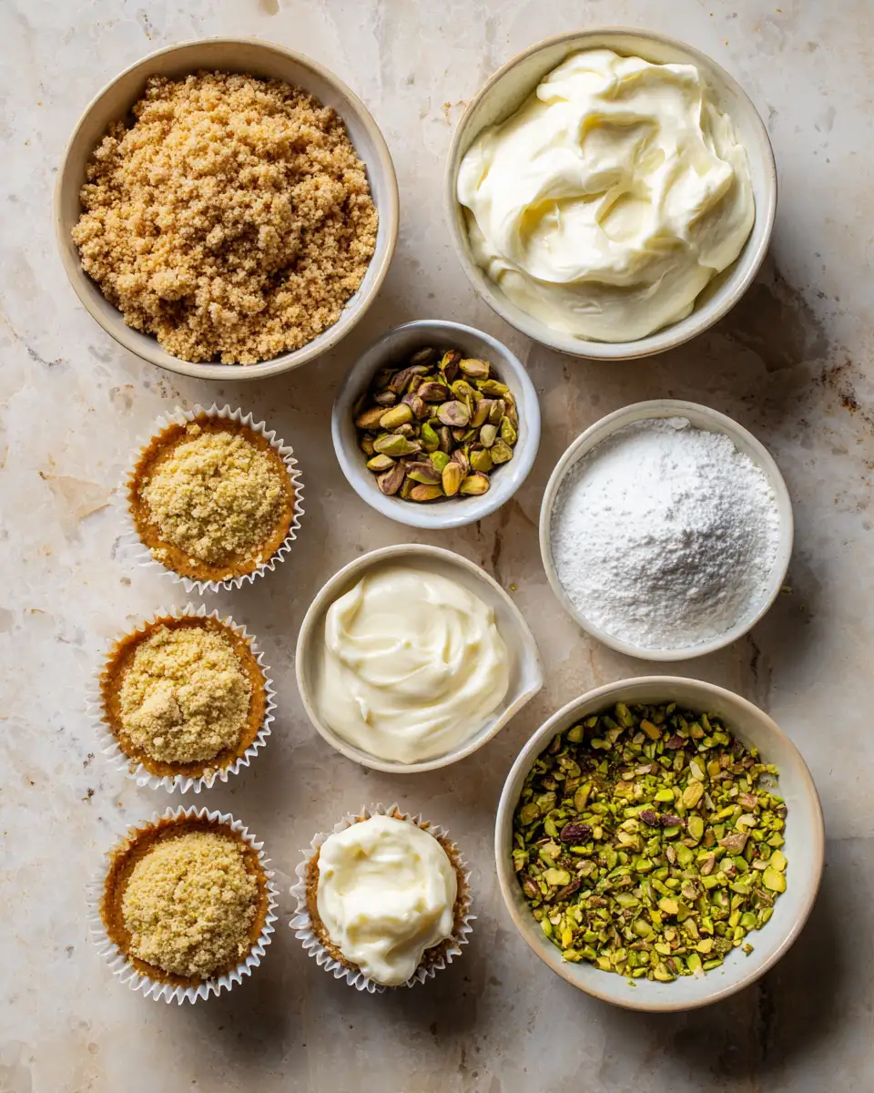 Ingredients for Divine Indulgence: Irresistible Pistachio Cheesecake Cups