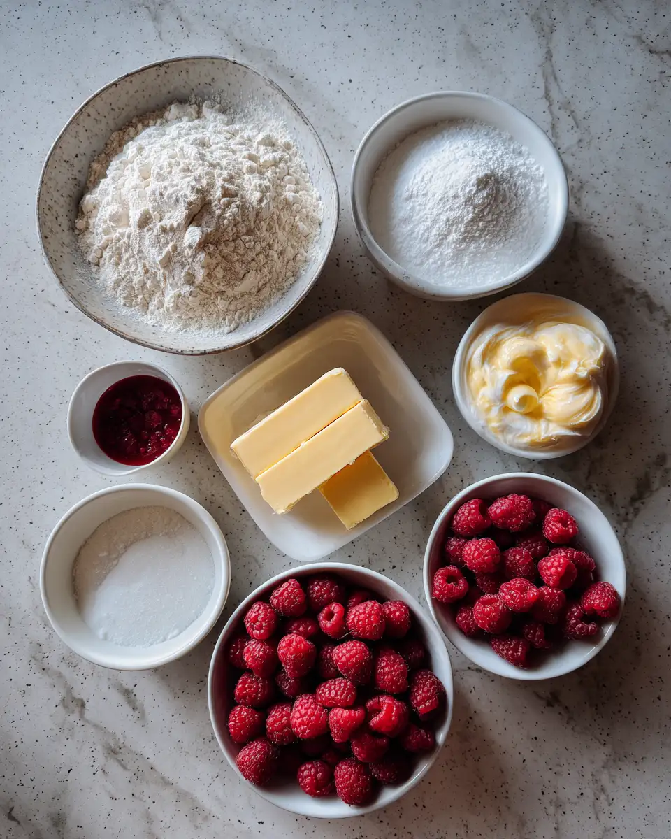 Ingredients for Irresistible Raspberry Cheesecake Cookies: A Sweet Twist on Classic Desserts