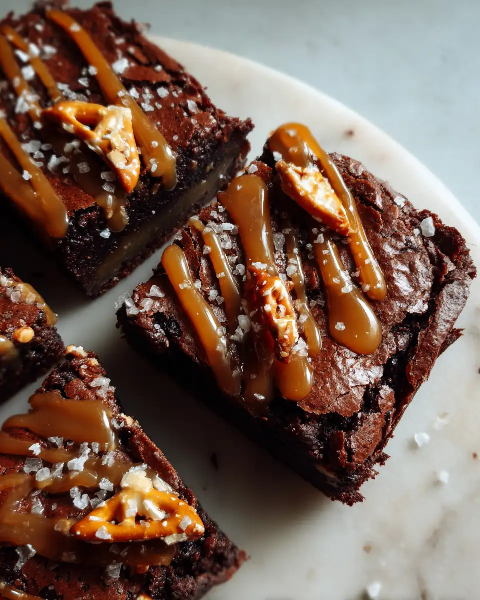 Final dish - Decadent Delight: Indulge in Salted Caramel Pretzel Brownies