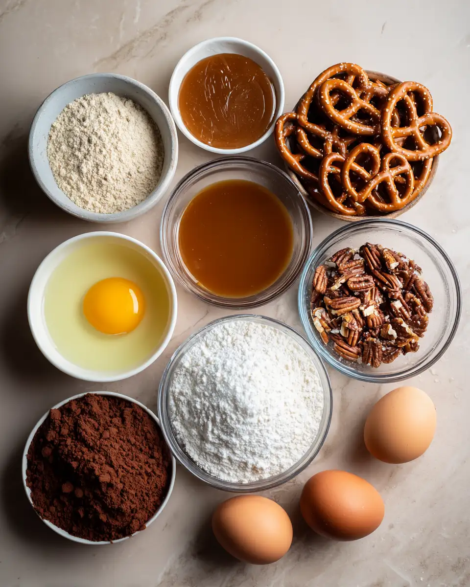 Ingredients for Decadent Delight: Indulge in Salted Caramel Pretzel Brownies