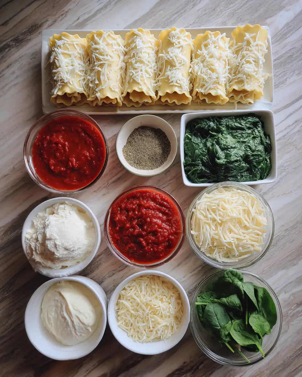Ingredients for Irresistible Spinach Ricotta Lasagna Rolls That Will Elevate Your Dinner Game