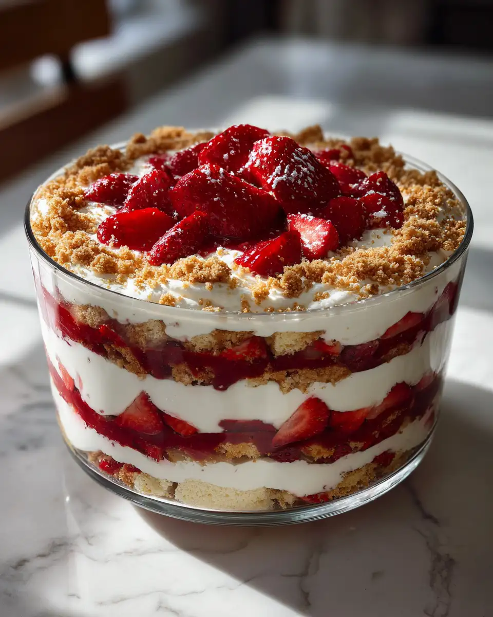 Final dish - Layered Bliss: Strawberry Cheesecake Trifle Delight