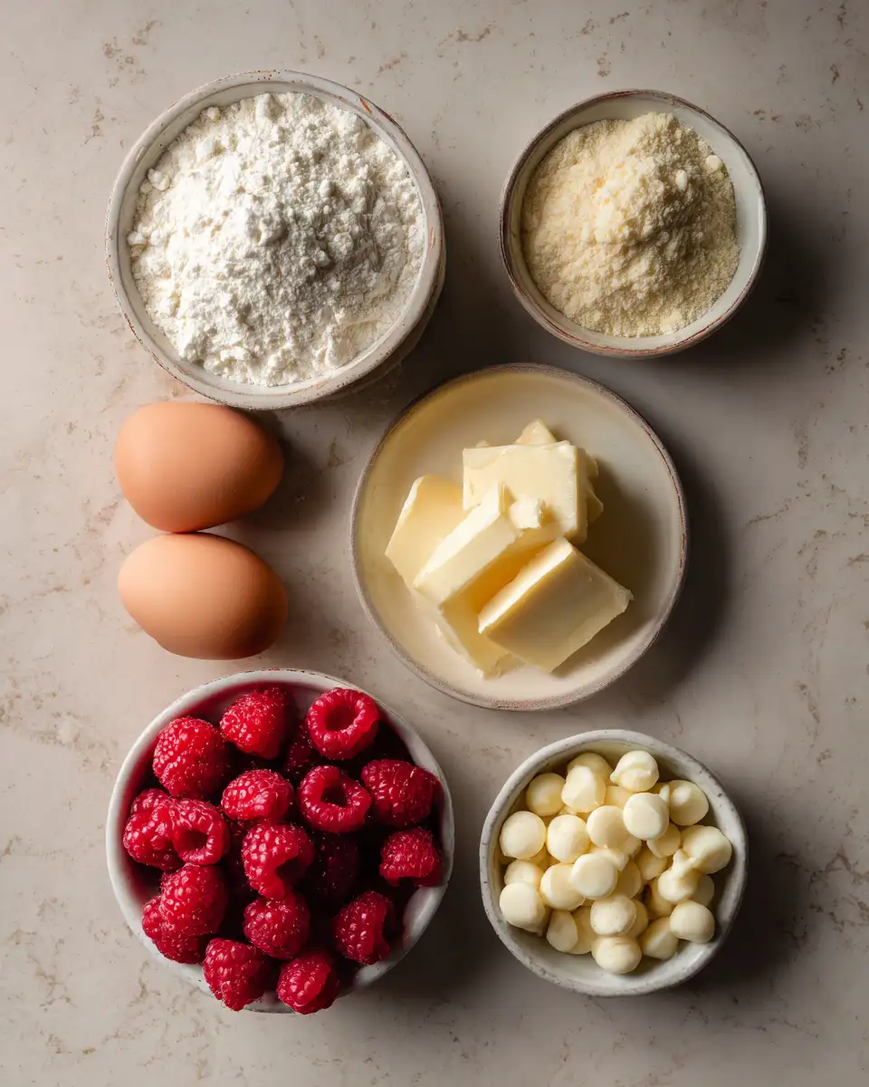 Ingredients for Indulge in Sweet Bliss with Irresistible White Chocolate Raspberry Cookies